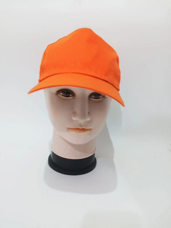 Mens Plain Orange Color Long Cotton Cap - 120