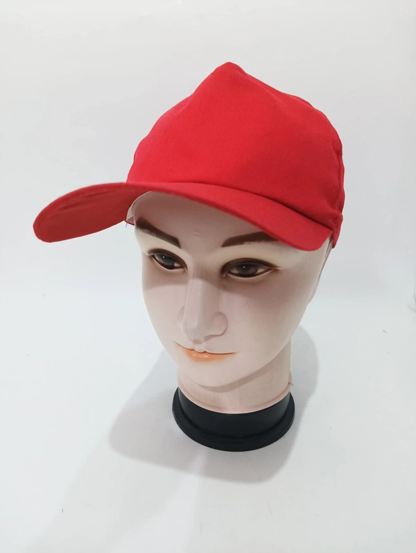 Mens Plain Red Color Long Cotton Cap - 120