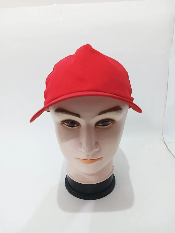 Mens Plain Red Color Long Cotton Cap - 120