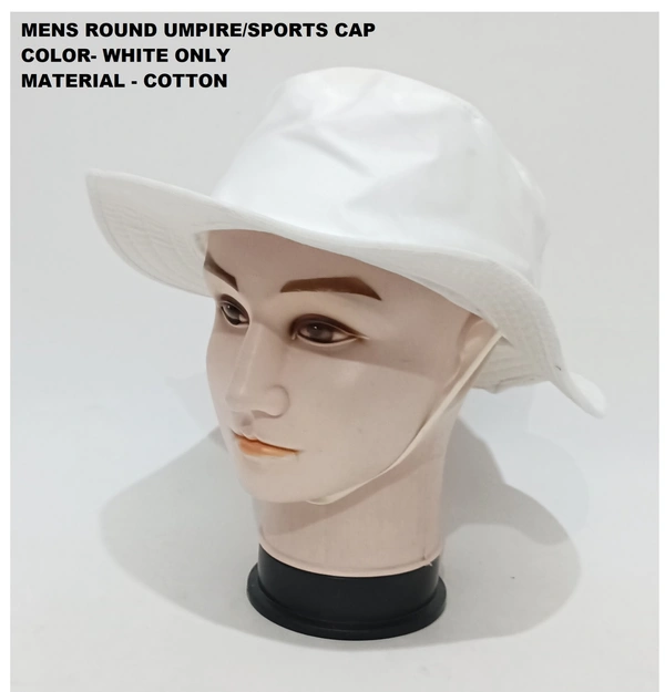 Mens Round Umpire/Sports Cap Color- White Only Material - Cotton - 12