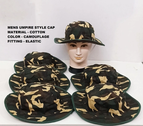 Mens Umpire Style Cap Material - Cotton Color - Camouflage Fitting - Elastic - 12