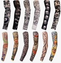 Printed Tattoo Arm Sleeves For Dust And Pollution Protection -(Multicolur) Pack - 12