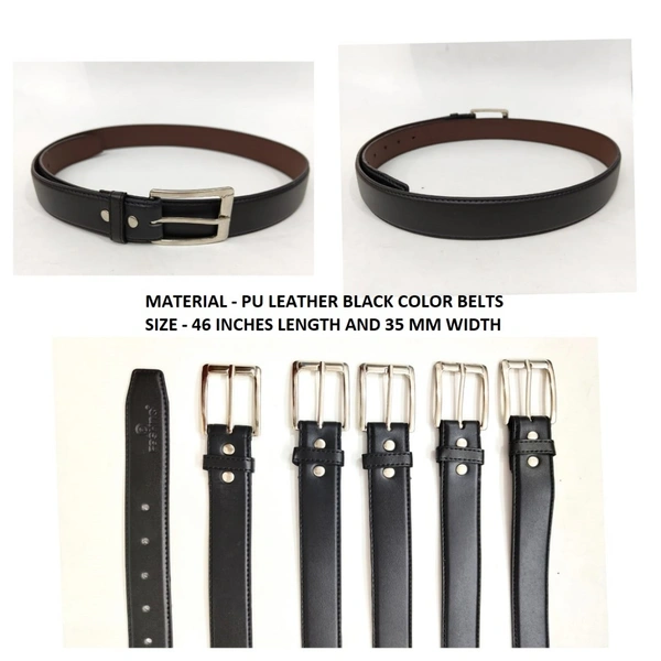 Pu Leather Black Colour Belt Strap Length 46 Inch Width 35 Mm - 120