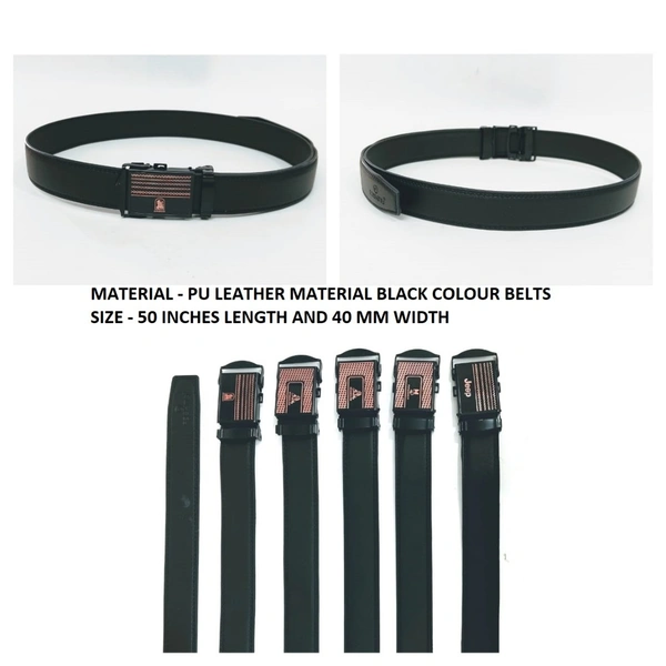 Pu Leather Black Colour Belt Strap Length 50 Inches Length And Width 40 Mm - 6