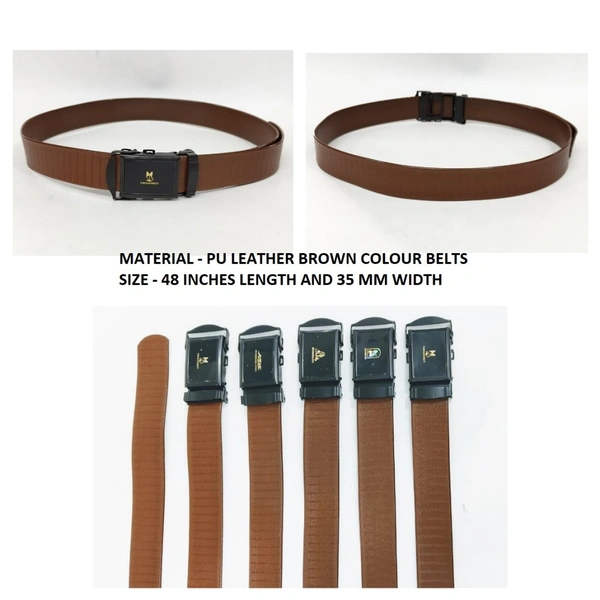 Pu Leather Brown Colour Belt Strap Length 48 Inches Length And Width 35 Mm - 12