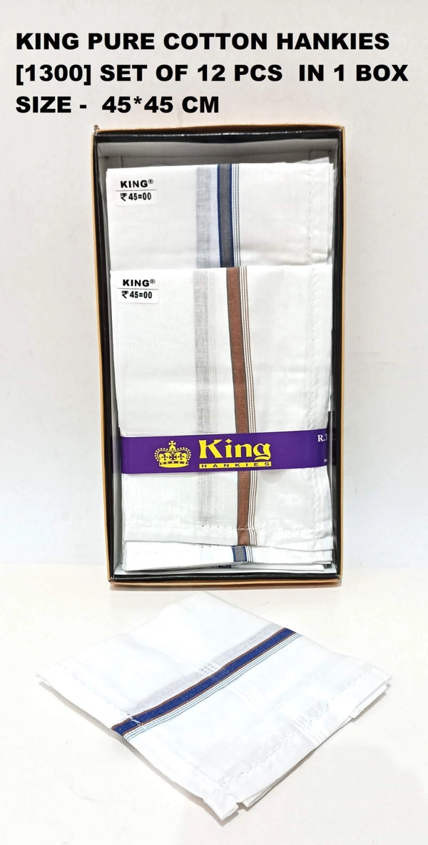 Pure Cotton Hankies, Set Of 12 Pcs In One Box, Size - 45*45 Cm_135354 - 45*45 cm, 12