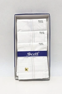 Scott[10000] W/B  Pure Cotton Hankies Set Of 12Pcs In 1 Box Size -  45*45 Cm - 45*45 cm, 12