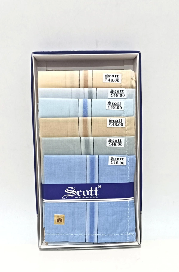 Scott[1050] W/B Pure Cotton  Hankies Set Of 12 Pcs In 1 Box Size -  45*45 Cm - 45*45 cm, 12