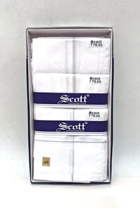 Scott[1900] W/B  Pure Cotton Hankies Set Of 12 Pcs In 1 Box  Size -  45*45 Cm - 45*45 cm, 12