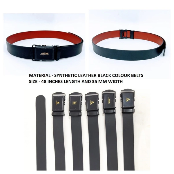 Synthetic Leather Black Colour Belt Strap Length 48 Inches Length And Width 35 Mm - 12