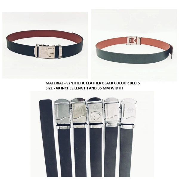 Synthetic Leather Black Colour Belt Strap Length 48 Inches Length And Width 35 Mm - 12