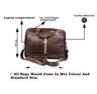 Tan, Brown & Black Color Leather Laptop Bags - 1