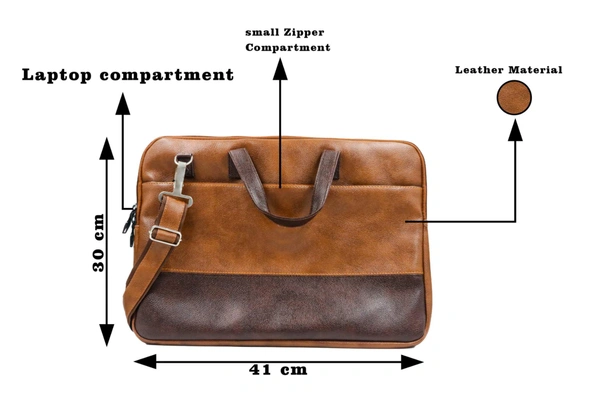 Tan Color Leather Laptop Bag - 2