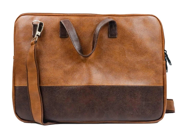 Tan Color Leather Laptop Bag - 2