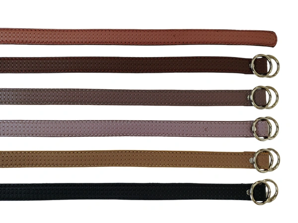 KIDS PU LEATHER  MATERIAL DOUBLE RING BUCKLE MIX COLOR BELT SIZE-(40 INCH LENGTH,20MM WIDTH) - SIZE-(40 INCH LENGTH,20MM WIDTH), 12
