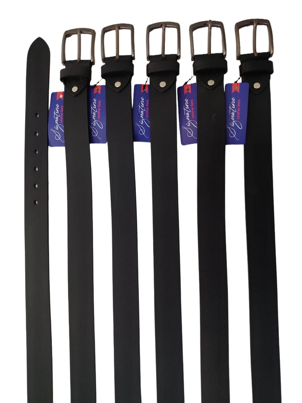 35MM MEN GENUINE LEATHER BLACK COLOR BELT SIZE-42-52(6 SIZE) - FREE SIZE, 6