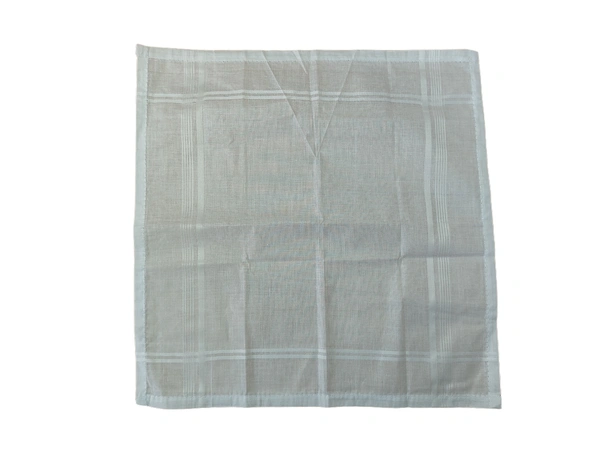 MENS PURE COTTON PREMIUM  QUALITY  WHITE COLOR  WITH STRIP DESIGN  HANKIES, SET OF 12 PICES IN BOX, SIZE-43*43 Cm - 43*43, 12