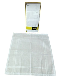 MENS PURE COTTON PREMIUM  QUALITY  WHITE COLOR  WITH STRIP DESIGN  HANKIES, SET OF 12 PICES IN BOX, SIZE-43*43 Cm - 43*43, 12
