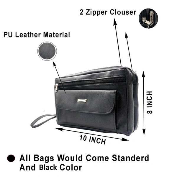 Utility Bag Black Color Pu Leather Bags - 6