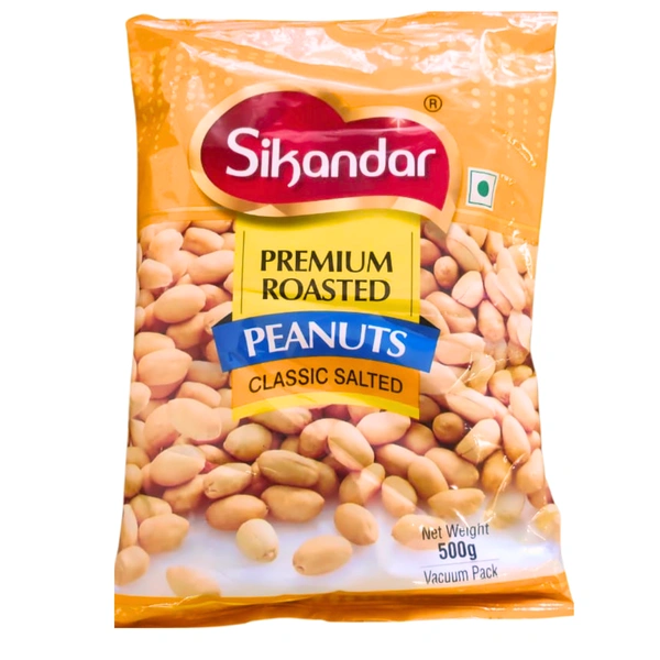 Sikandar Classic Salted Peanuts Without Skin De-Husked 500g - Vacuum