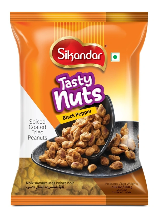 Sikandar Tasty Nut Sing Bhujia Black Pepper Masala Peanuts Namkeen 200g - Foil