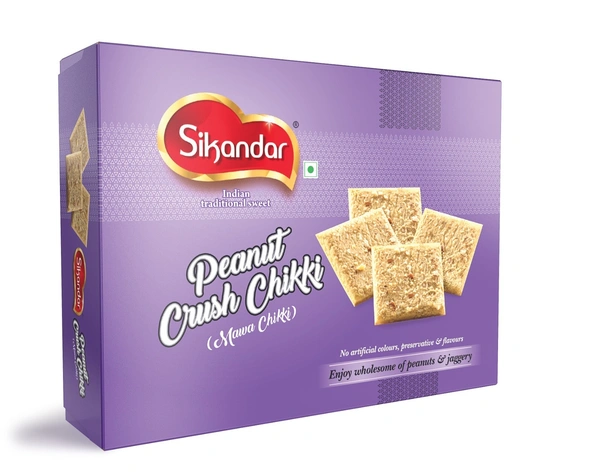 Sikandar Mawa Chikki Soft Crushed Peanut Chikki Jaggery 400g - Box Packing