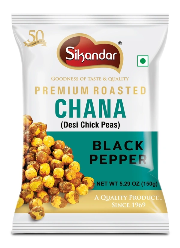 Sikandar Roasted Chana Black Pepper Kali Mirch 150g - Foil