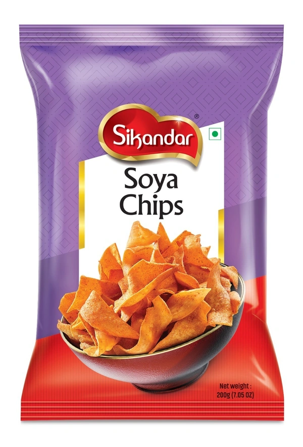 Sikandar Soya Chips Crispy Chatpata Namkeen High Protein Snack 200g - Foil