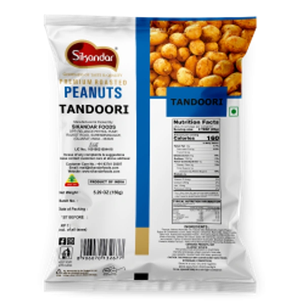 Sikandar Roasted Peanuts Tandoori Smoky Spicy 150g - Foil