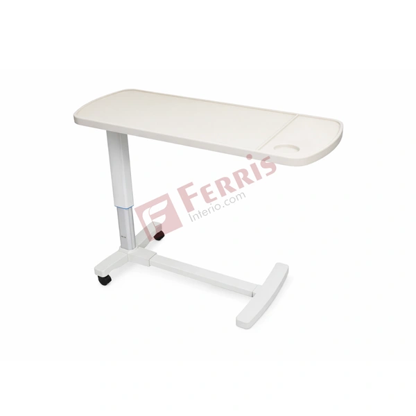 Ferris Overbed Table ABS Top – FHF 016A - 770mm (L) x 380mm (W) x 750–1010mm (H Adjustable), White, Epoxy Coated Steel Frame + ABS Top, Single User, Overbed Table ABS Top