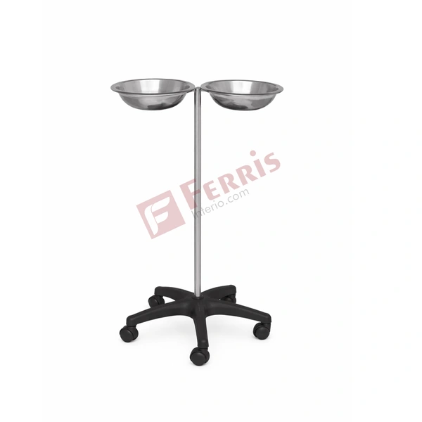 Ferris Basin Stand Double (FHF-027A) - 350mm Diameter Basin × 850mm Height, Standard White, Epoxy Powder Coated Frame with Stainless Steel Basins (Also available in Full Stainless Steel Frame), Not Applicable (Medical Equipment), Basin Stand Double (FHF-027A)