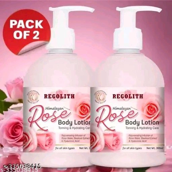 Product Name: Regolith Rose Body Lotion Whitening Body Lotion ,Smooth & Glowing Skin , Long-Lasting Moisturization All Skin Type Body Lotion 300ml pack of 2