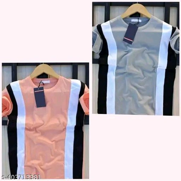 Stylish Trendy Fashionable And Comfortable Regular Colorblocked Cotton Blend Tshirt For Men - Silver, S