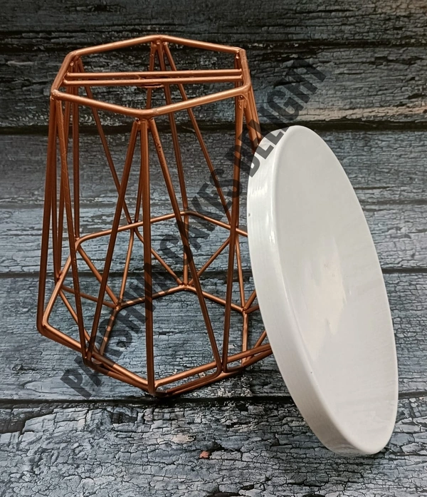 GEOMETRIC CAKE STAND - TOP COLOUR WHITE, PLATE SIZE 10 INCH