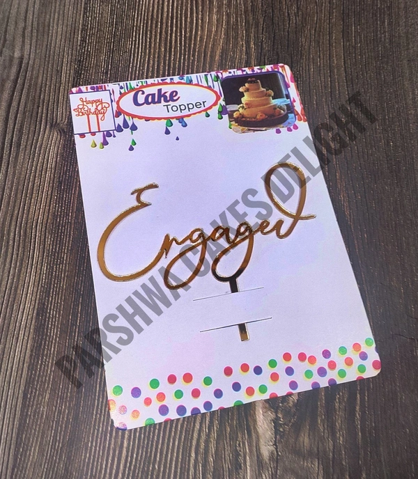 ACRYLIC TOPPER N - 89 Engaged, 4.5 INCHES, GOLD