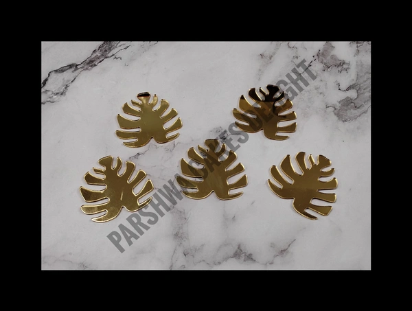 ACRYLIC JUNGLE THEME LEAF - 5 PCS PACK, GOLD