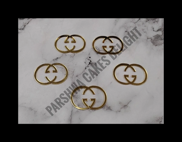 ACRYLIC GUCCI LOGO - 5 PCS PACK, GOLD