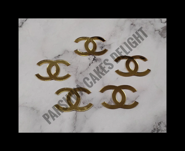 ACRYLIC CHANEL LOGO - 5 PCS PACK, GOLD