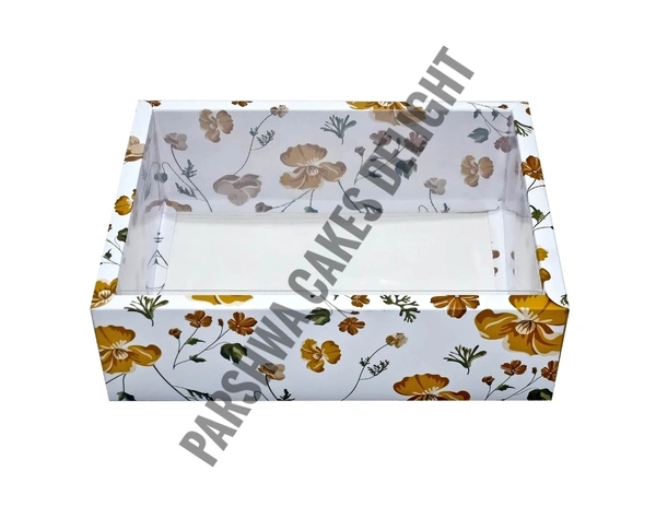 HAMPER BOX (TRANSPARENT) - 10 Pcs Pack, Floral, 10" X 8" X 3"