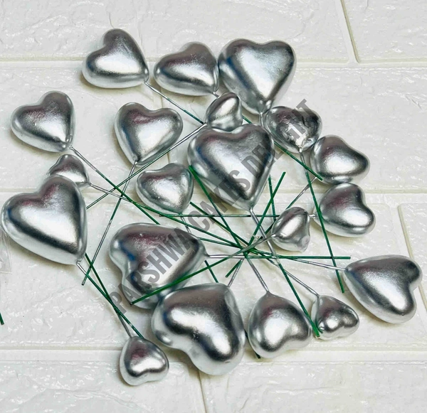 Heart Faux Balls - Silver, 20 Pcs Pack