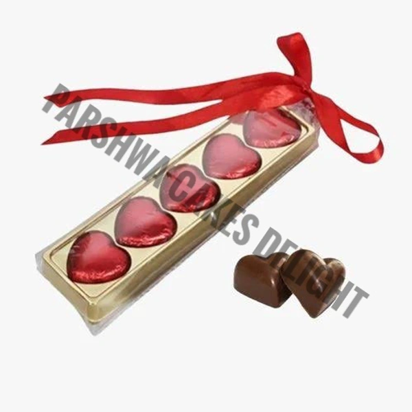 Heart Chocolate Box - 5 Cavity, Gold, 10 Pcs Pack