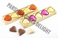Heart Chocolate Box - 5 Cavity, Gold, 10 Pcs Pack