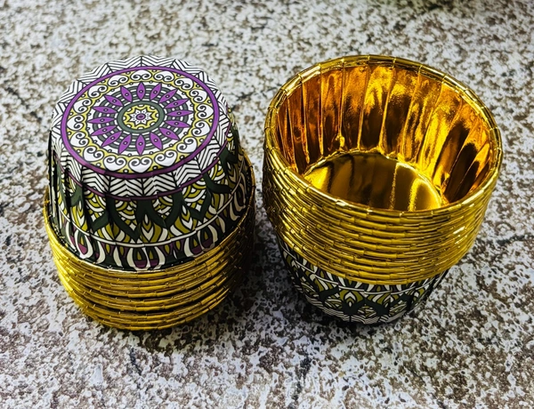 Metallic Foil Paper Cake Baking Cups  - Delight 2, 50 Pcs Pack