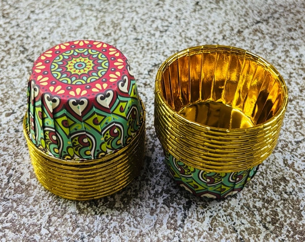 Metallic Foil Paper Cake Baking Cups  - Delight 3, 50 Pcs Pack