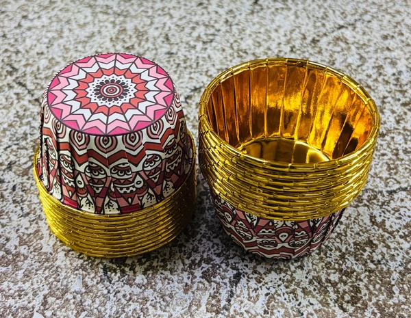 Metallic Foil Paper Cake Baking Cups  - Delight 4, 50 Pcs Pack