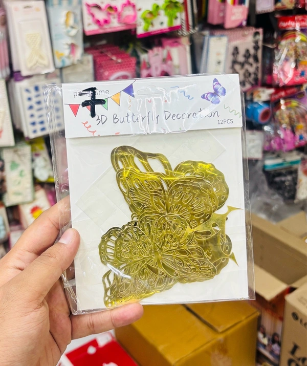 IMPORTED BUTTERFLY - Gold, 12 Pcs Pack, D7