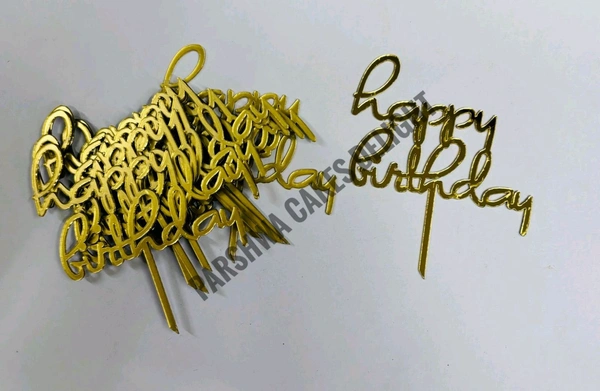 Mini Cake Topper - 10 Pcs Pack, D7, Gold