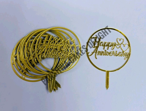 Mini Cake Topper - 10 Pcs Pack, D12, Gold