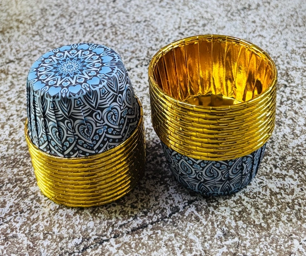 Metallic Foil Paper Cake Baking Cups  - Delight 6, 50 Pcs Pack
