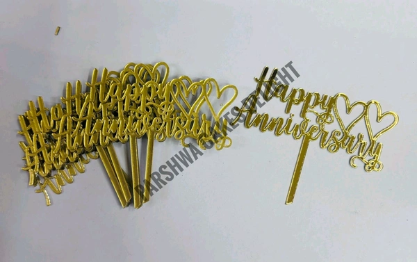 Mini Cake Topper - 10 Pcs Pack, D20, Gold